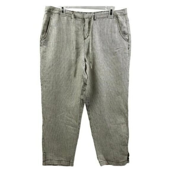 Marrakech Anthropologie Linen Pants Size 30 | Pinstripe Pull-On Wide Leg Trouser - Picture 1 of 8